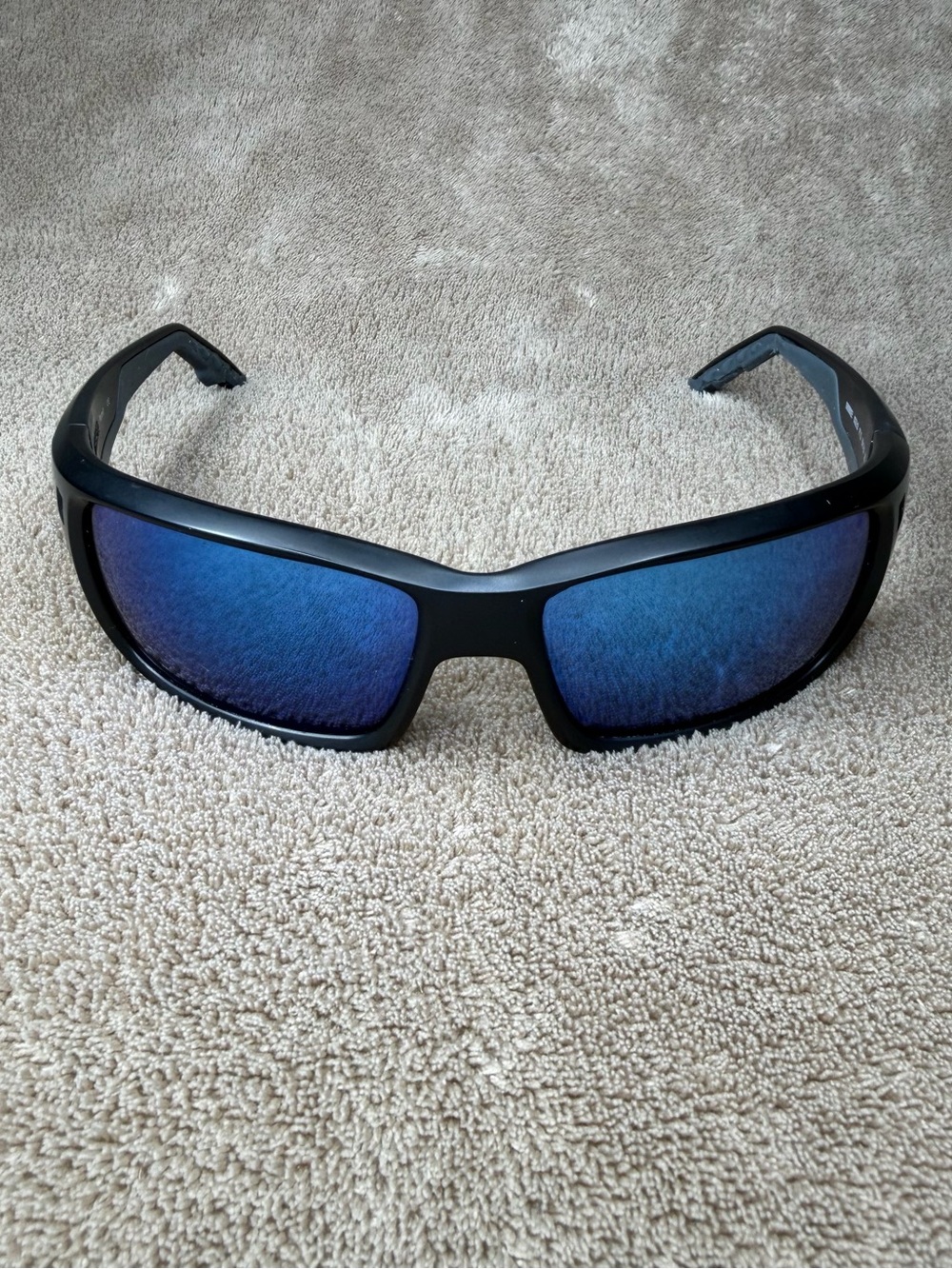 Costa Black Frame Sunglasses with Blue Mirror Lenses